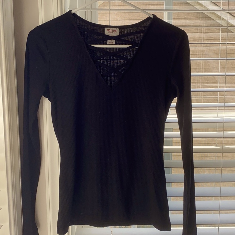 Mossimo Supply Company Black Crossneck Top